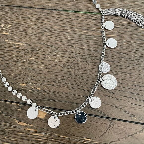 CHICO’s Camryn Single-Strand Necklace metal cubic zirconia, tassel charm - Picture 8 of 8